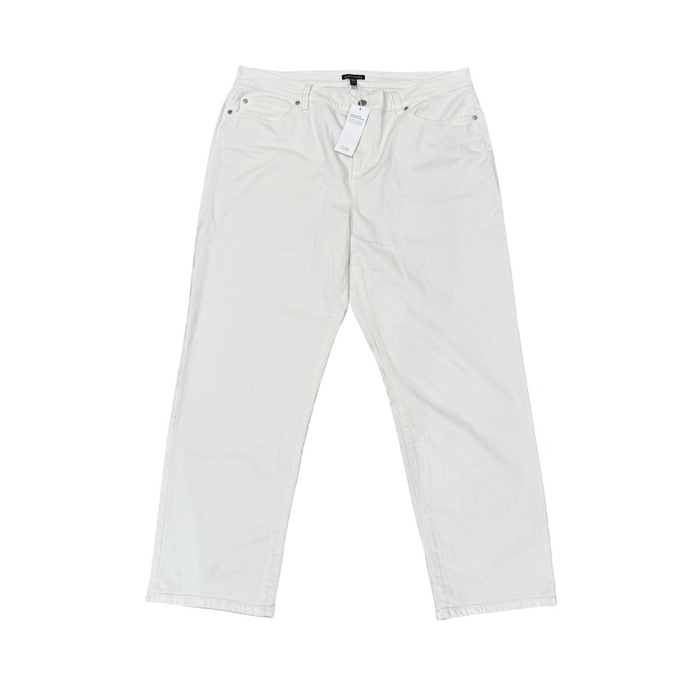 Eileen Fisher High Waist Straight‎ Ankle Jeans XL Natural Organic Cotton NWT